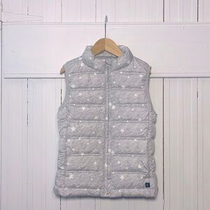 GAP EUC Girls Gray Star Print Zip Up Puffer Vest